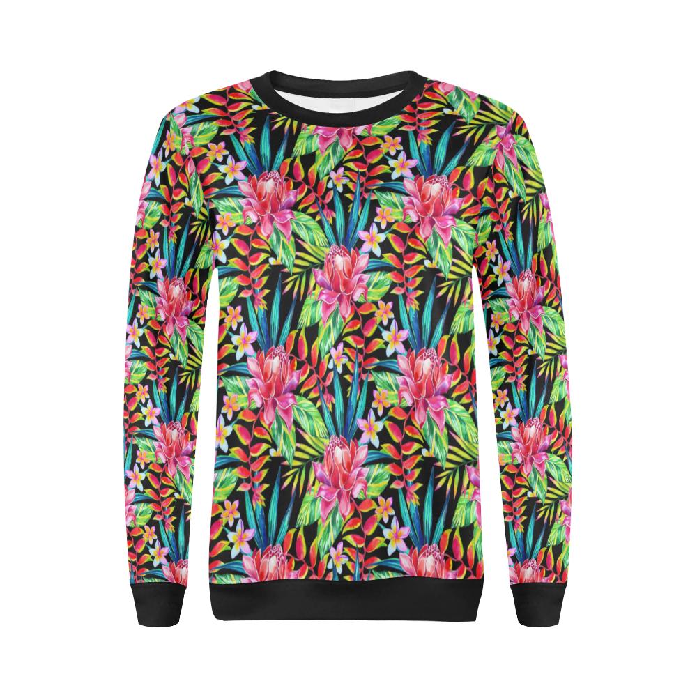 Heliconia Pattern Print Design HL02 Women Long Sleeve Sweatshirt-JorJune