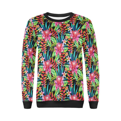 Heliconia Pattern Print Design HL02 Women Long Sleeve Sweatshirt-JorJune