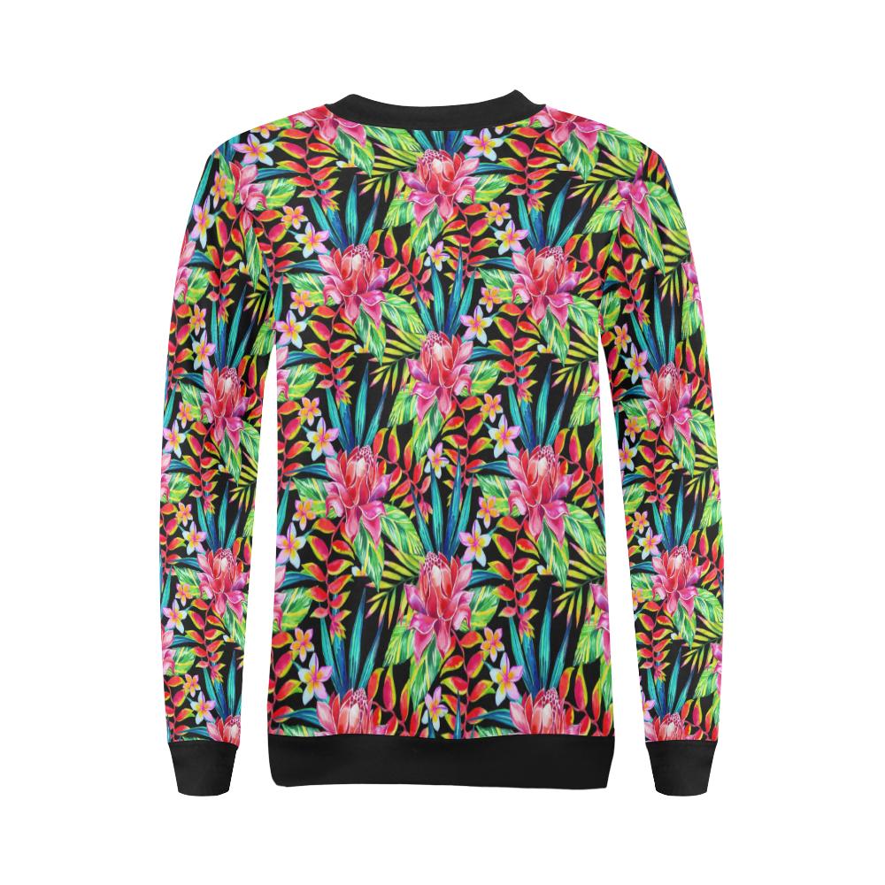 Heliconia Pattern Print Design HL02 Women Long Sleeve Sweatshirt-JorJune