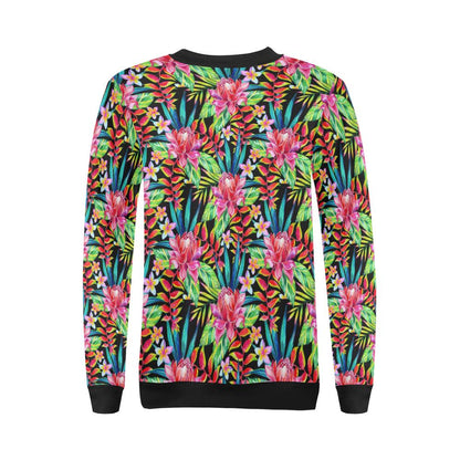 Heliconia Pattern Print Design HL02 Women Long Sleeve Sweatshirt-JorJune