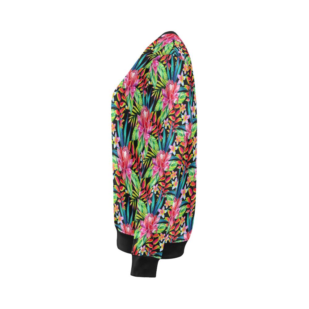Heliconia Pattern Print Design HL02 Women Long Sleeve Sweatshirt-JorJune