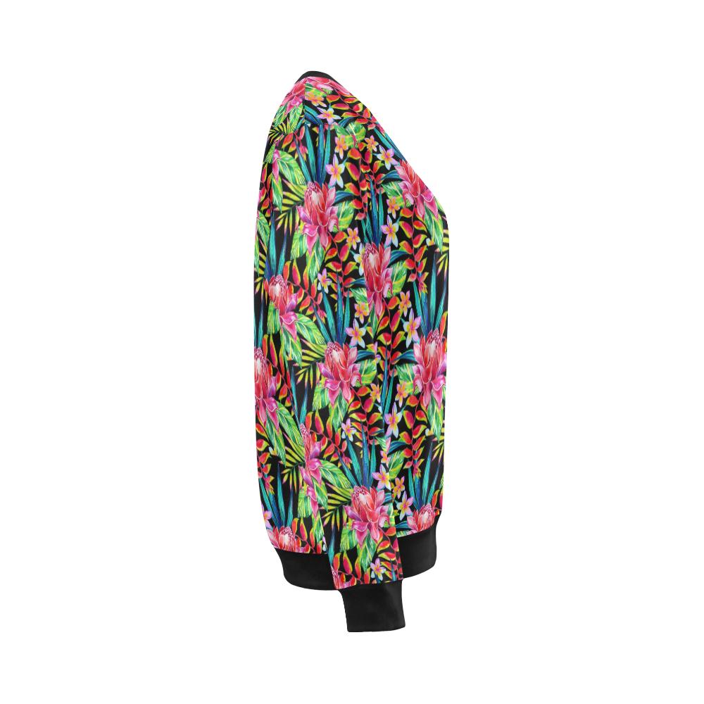 Heliconia Pattern Print Design HL02 Women Long Sleeve Sweatshirt-JorJune