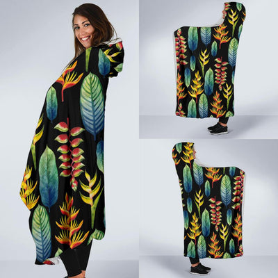 Heliconia Pattern Print Design HL03 Hooded Blanket-JORJUNE.COM