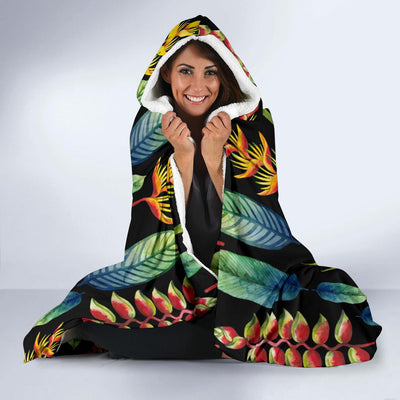 Heliconia Pattern Print Design HL03 Hooded Blanket-JORJUNE.COM