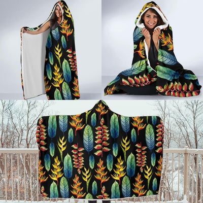 Heliconia Pattern Print Design HL03 Hooded Blanket-JORJUNE.COM