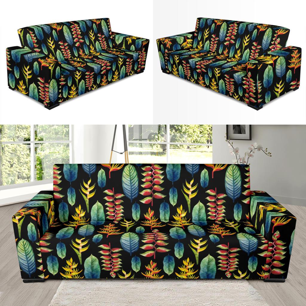 Heliconia Pattern Print Design HL03 Sofa Slipcover-JORJUNE.COM