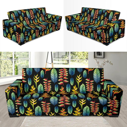 Heliconia Pattern Print Design HL03 Sofa Slipcover-JORJUNE.COM