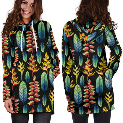 Heliconia Pattern Print Design HL03 Women Hoodie Dress