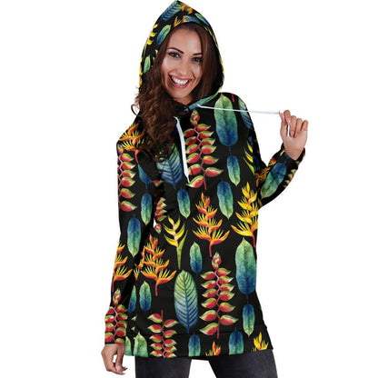Heliconia Pattern Print Design HL03 Women Hoodie Dress