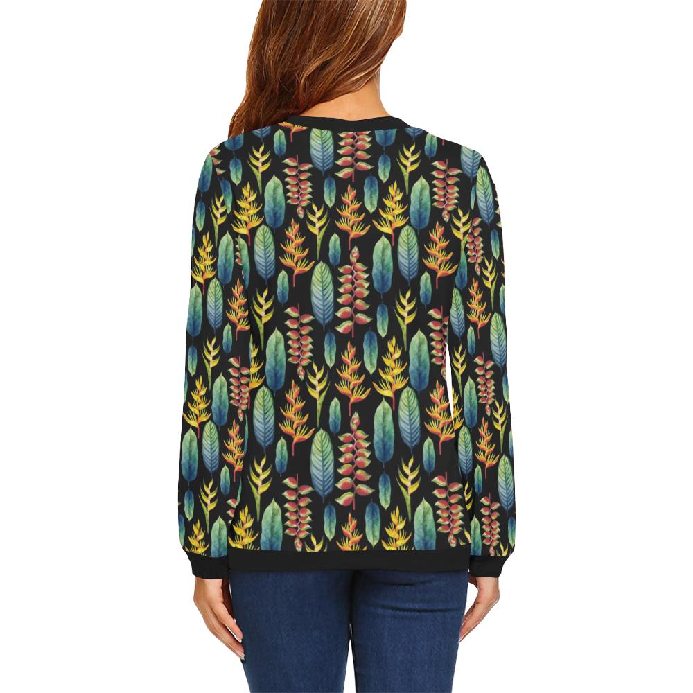 Heliconia Pattern Print Design HL03 Women Long Sleeve Sweatshirt-JorJune