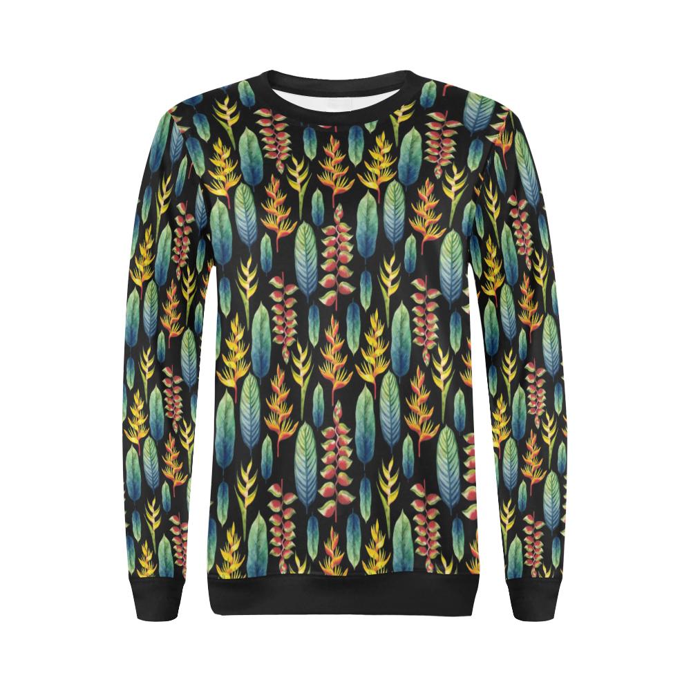 Heliconia Pattern Print Design HL03 Women Long Sleeve Sweatshirt-JorJune