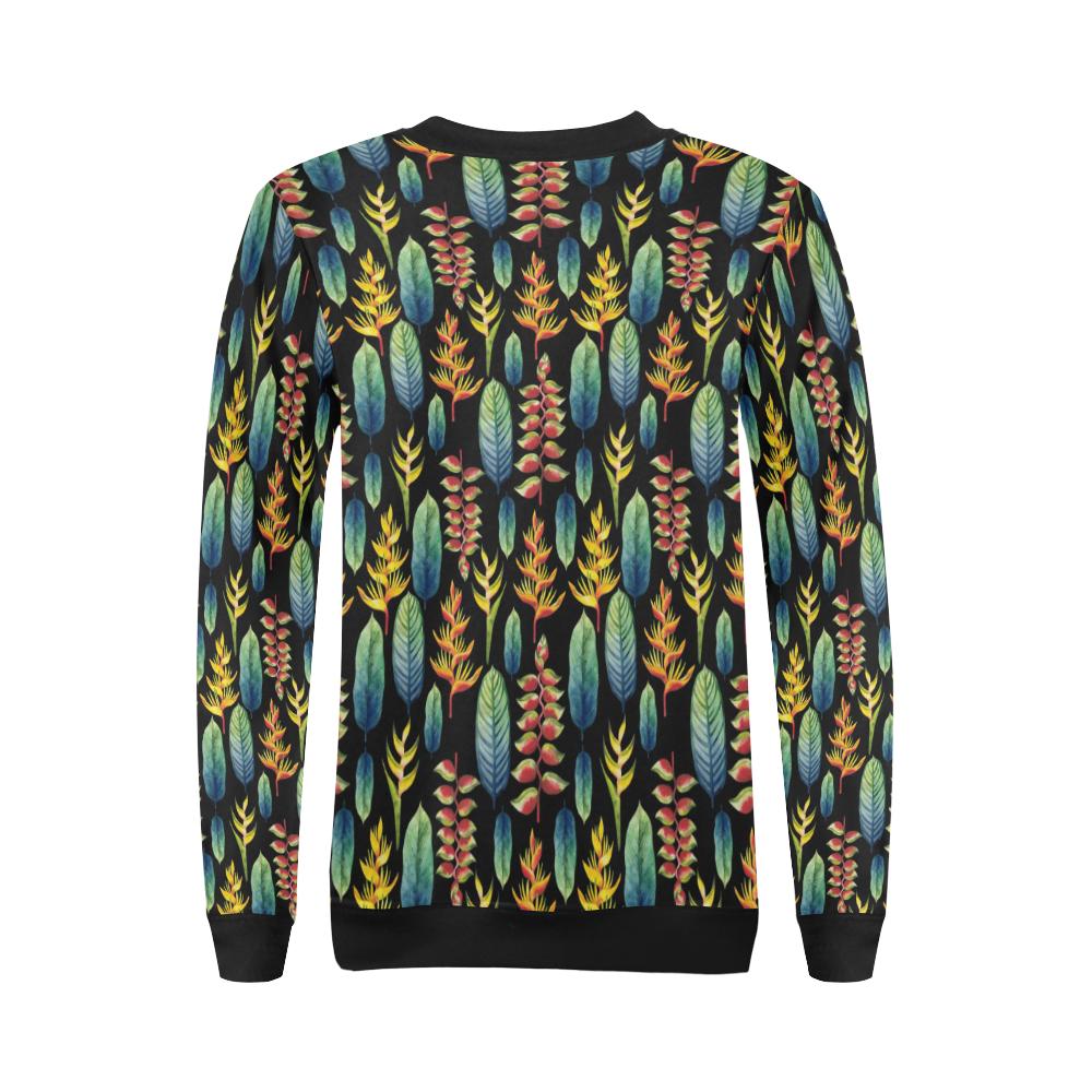 Heliconia Pattern Print Design HL03 Women Long Sleeve Sweatshirt-JorJune