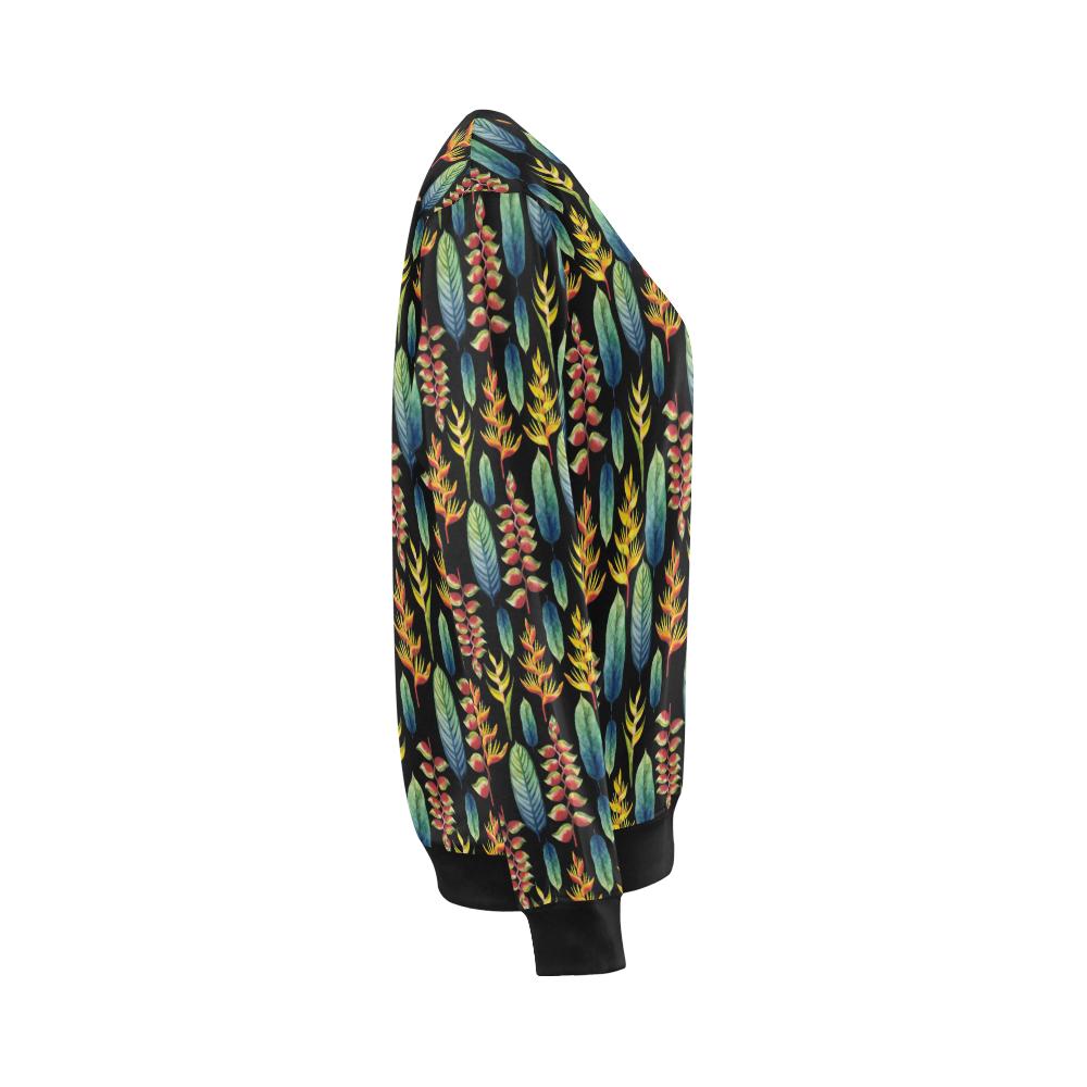 Heliconia Pattern Print Design HL03 Women Long Sleeve Sweatshirt-JorJune