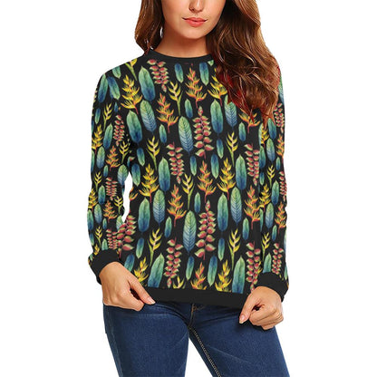 Heliconia Pattern Print Design HL03 Women Long Sleeve Sweatshirt-JorJune