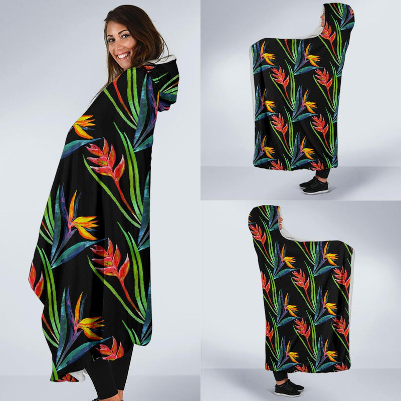 Heliconia Pattern Print Design HL04 Hooded Blanket-JORJUNE.COM