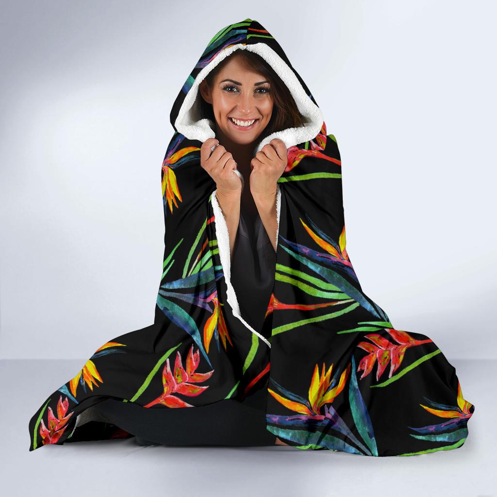Heliconia Pattern Print Design HL04 Hooded Blanket-JORJUNE.COM