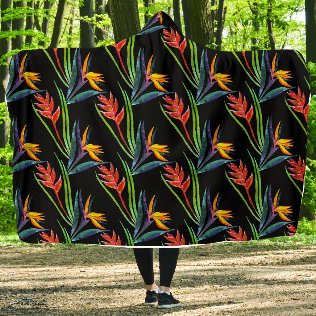 Heliconia Pattern Print Design HL04 Hooded Blanket-JORJUNE.COM