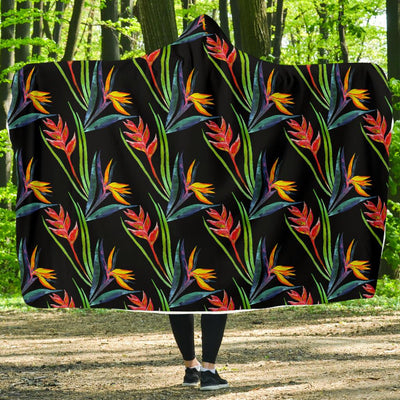 Heliconia Pattern Print Design HL04 Hooded Blanket-JORJUNE.COM