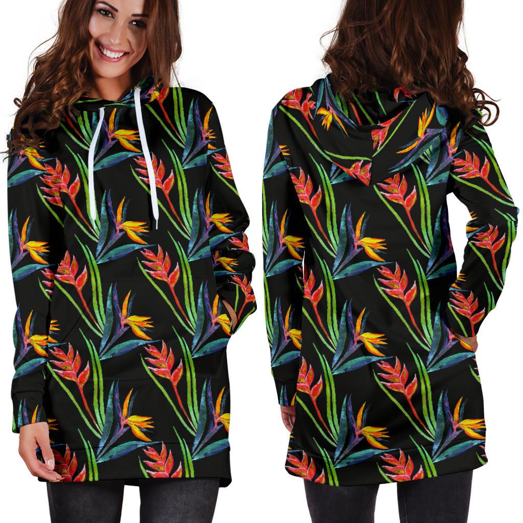 Heliconia Pattern Print Design HL04 Women Hoodie Dress