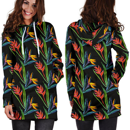 Heliconia Pattern Print Design HL04 Women Hoodie Dress
