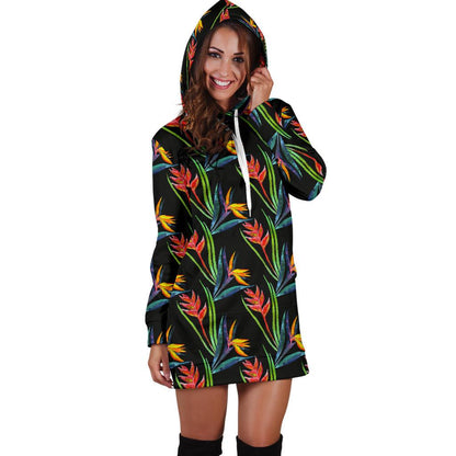 Heliconia Pattern Print Design HL04 Women Hoodie Dress