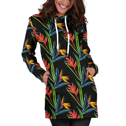 Heliconia Pattern Print Design HL04 Women Hoodie Dress