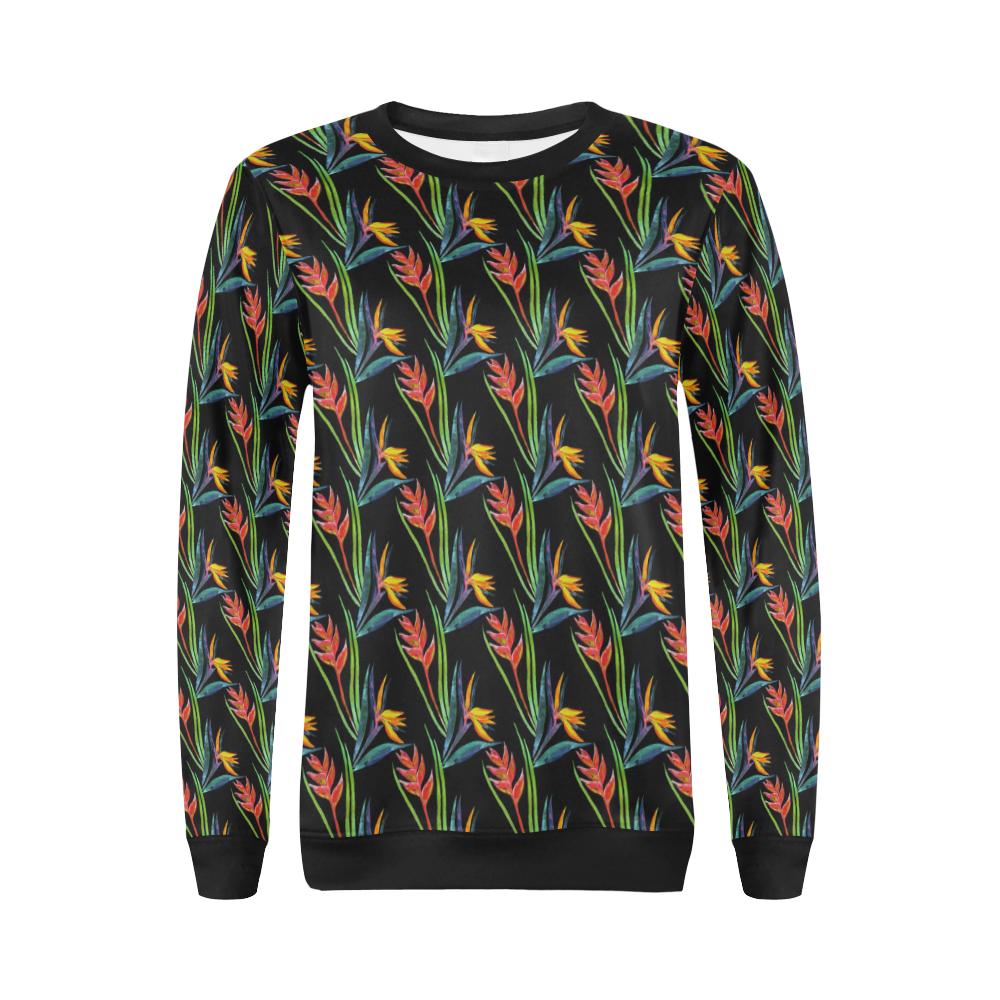 Heliconia Pattern Print Design HL04 Women Long Sleeve Sweatshirt-JorJune