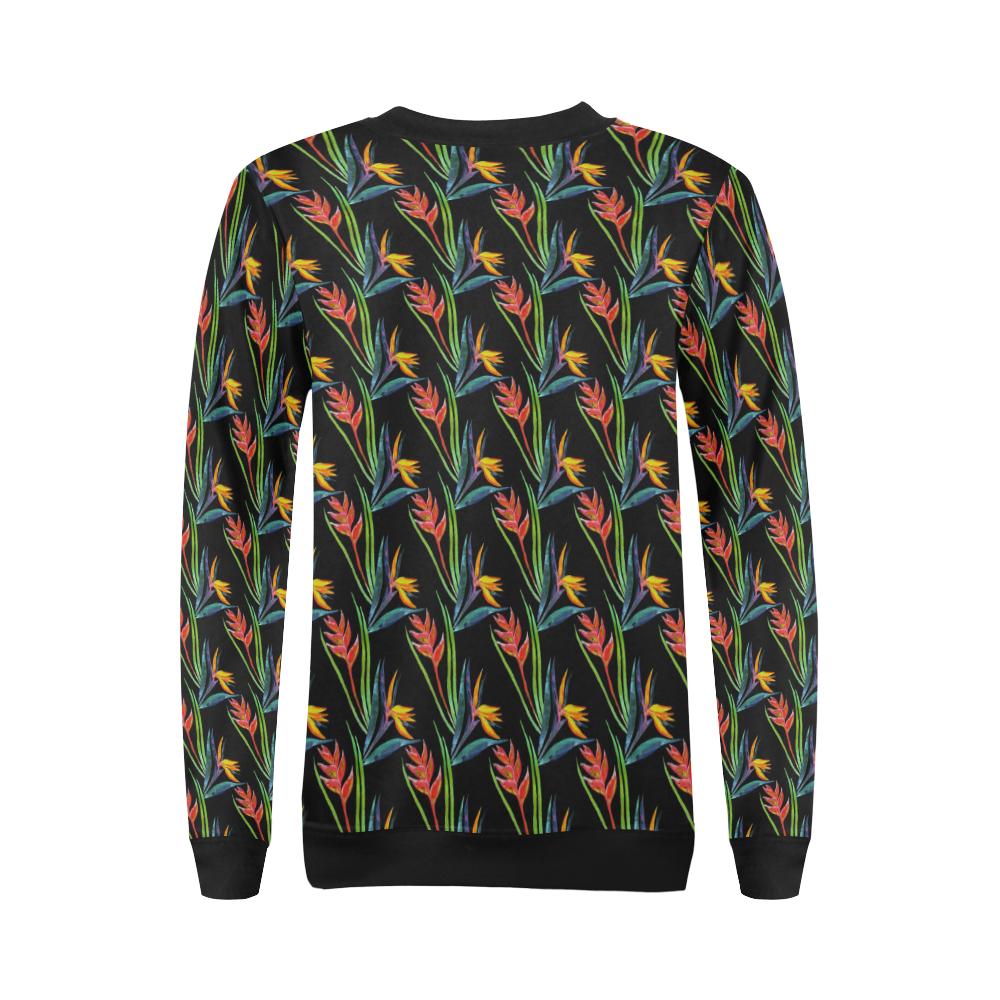 Heliconia Pattern Print Design HL04 Women Long Sleeve Sweatshirt-JorJune