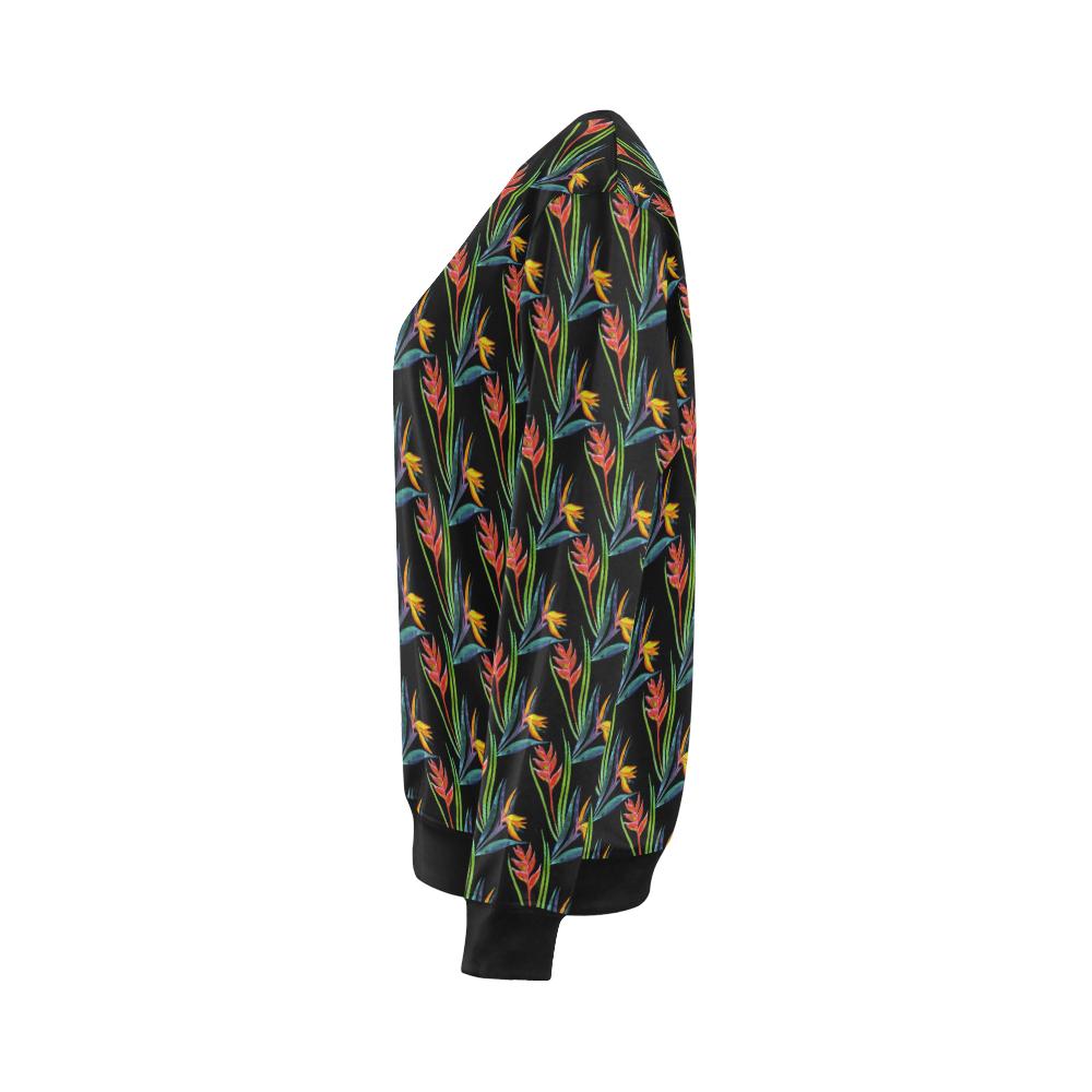 Heliconia Pattern Print Design HL04 Women Long Sleeve Sweatshirt-JorJune