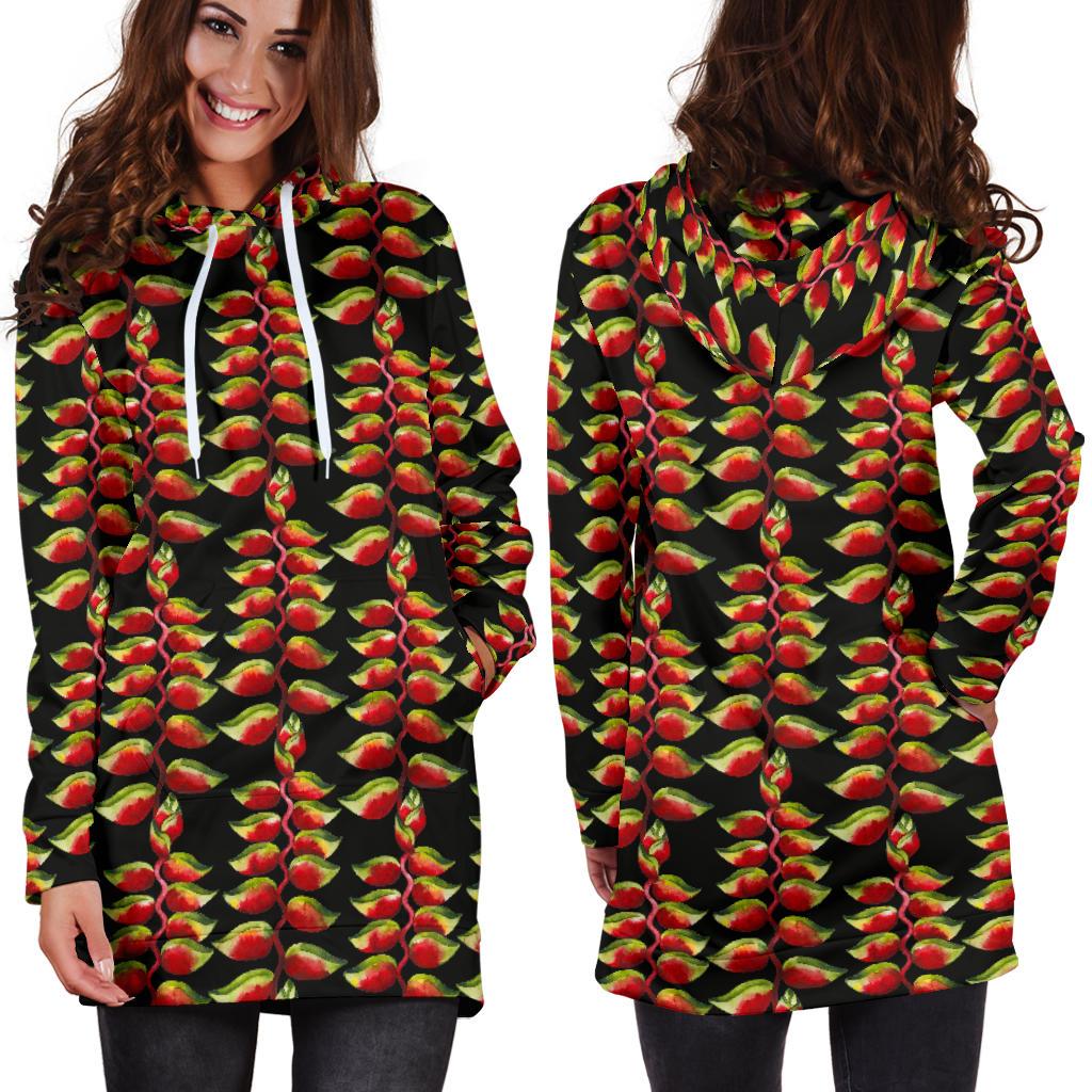 Heliconia Pattern Print Design HL05 Women Hoodie Dress