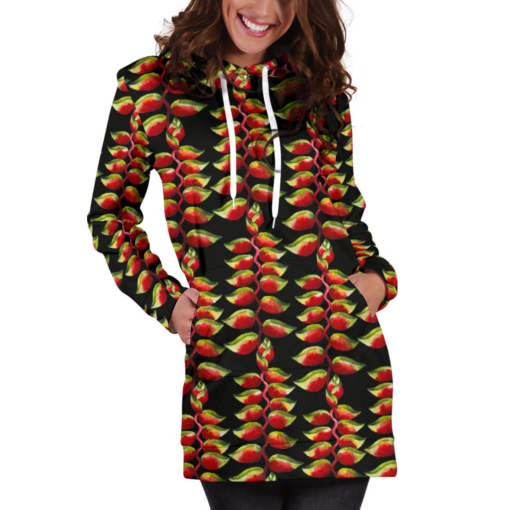 Heliconia Pattern Print Design HL05 Women Hoodie Dress