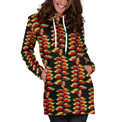 Heliconia Pattern Print Design HL05 Women Hoodie Dress
