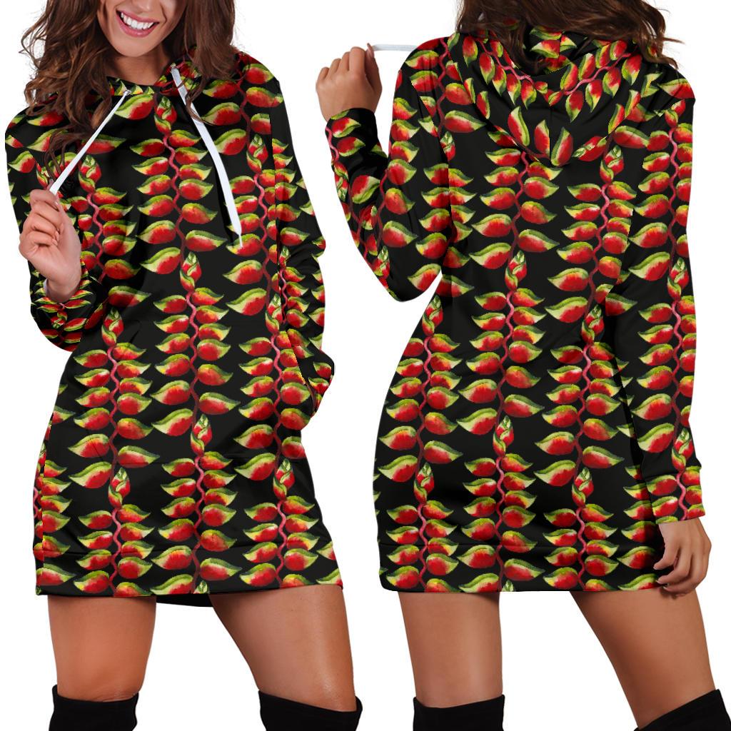Heliconia Pattern Print Design HL05 Women Hoodie Dress