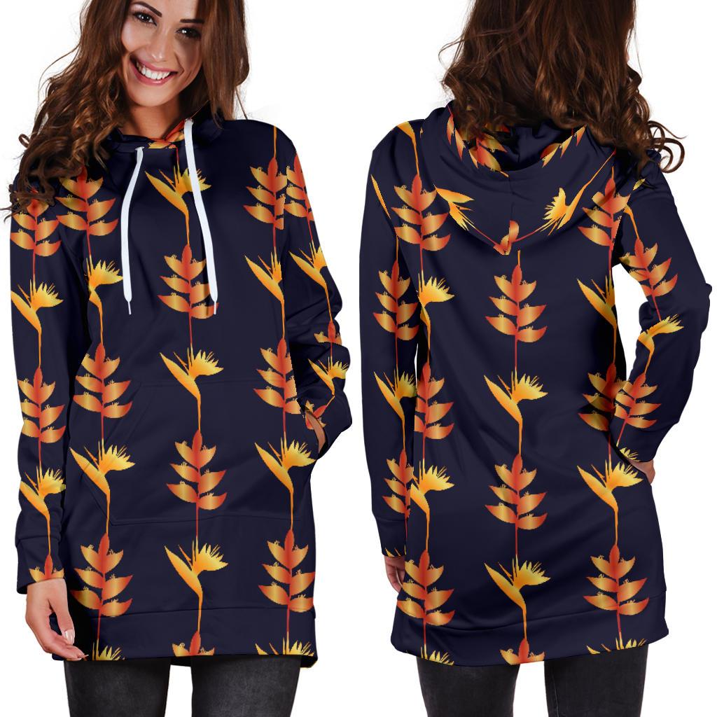 Heliconia Pattern Print Design HL06 Women Hoodie Dress