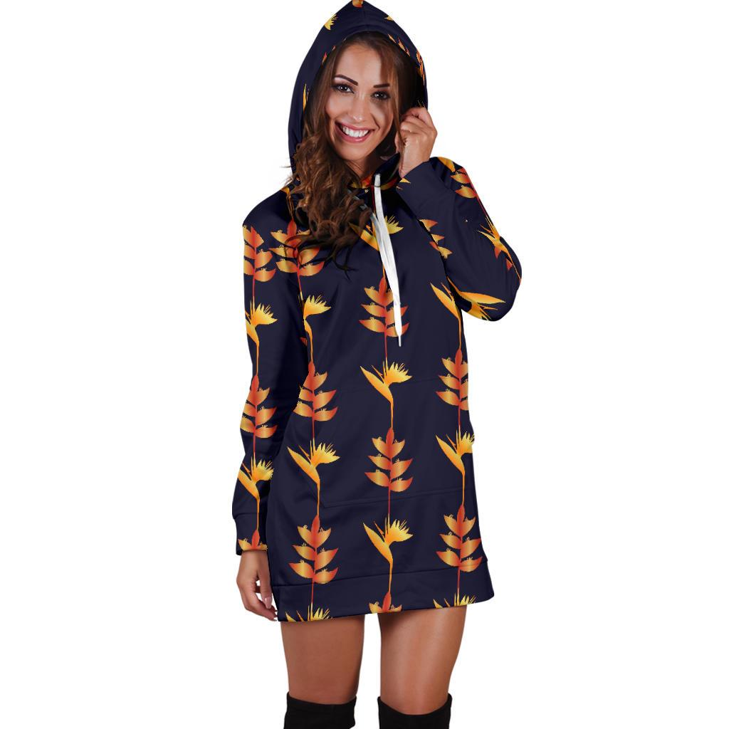 Heliconia Pattern Print Design HL06 Women Hoodie Dress