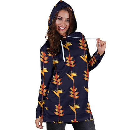 Heliconia Pattern Print Design HL06 Women Hoodie Dress