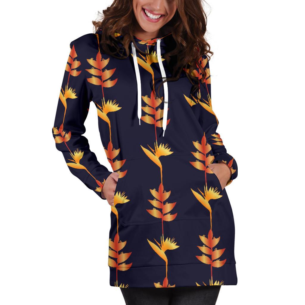 Heliconia Pattern Print Design HL06 Women Hoodie Dress