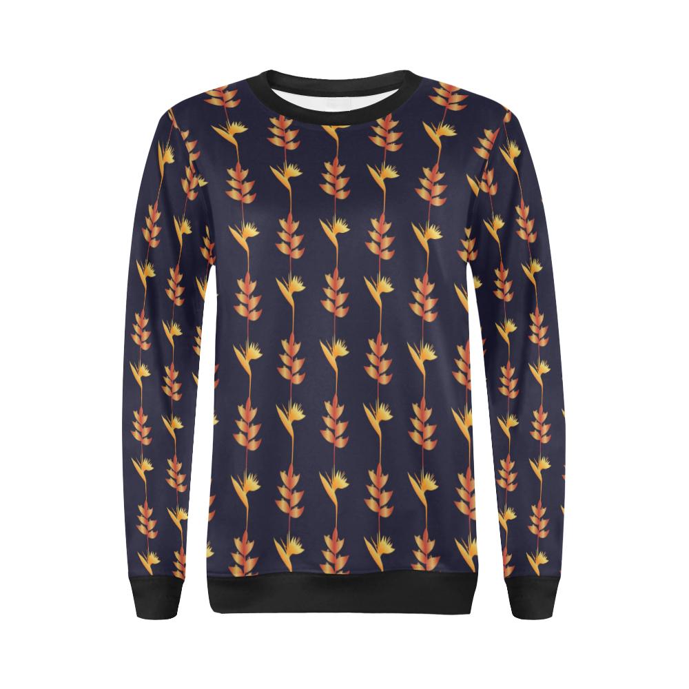 Heliconia Pattern Print Design HL06 Women Long Sleeve Sweatshirt-JorJune