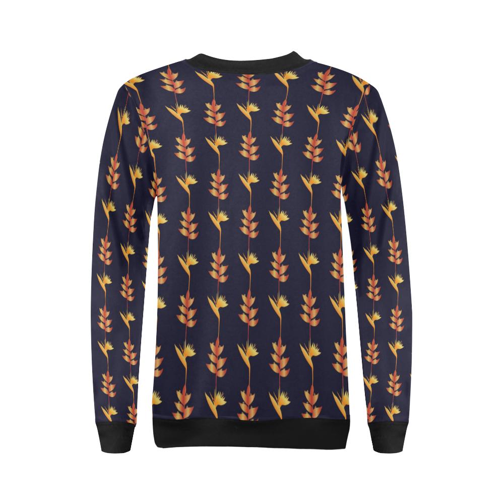 Heliconia Pattern Print Design HL06 Women Long Sleeve Sweatshirt-JorJune