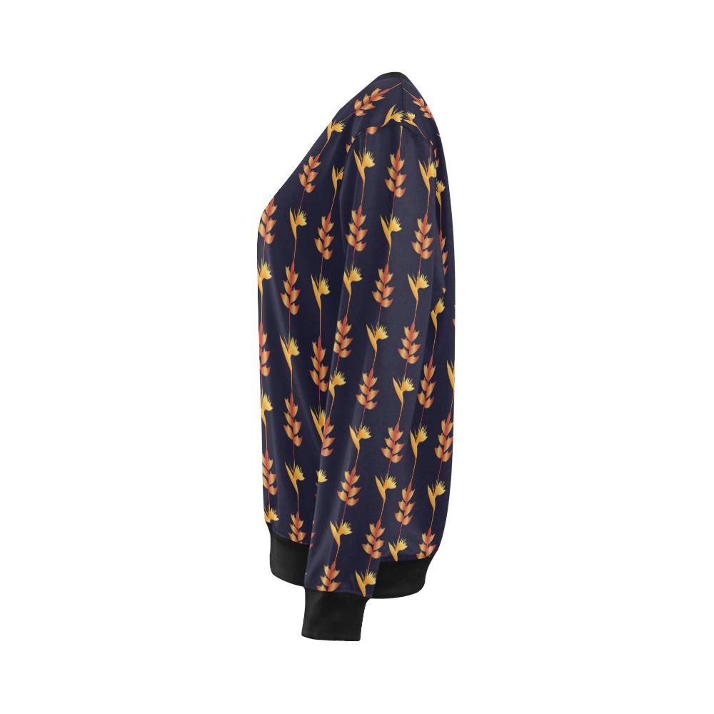 Heliconia Pattern Print Design HL06 Women Long Sleeve Sweatshirt-JorJune