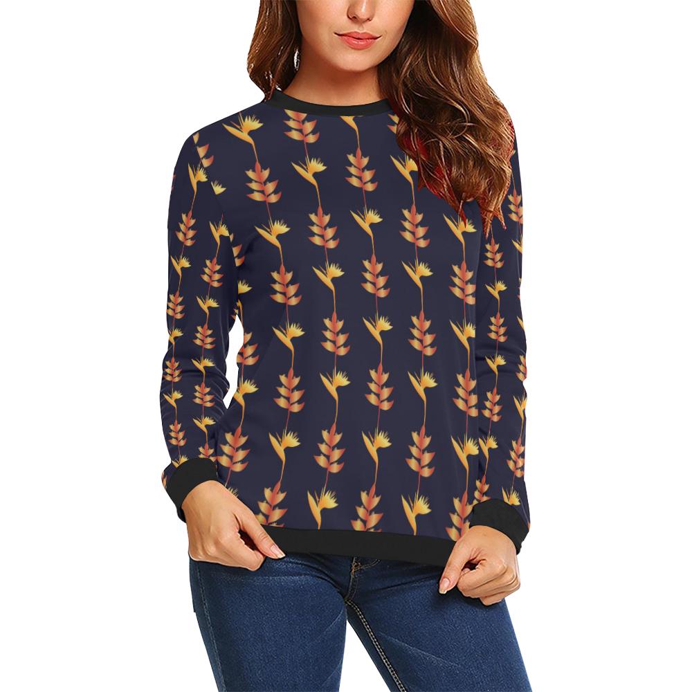 Heliconia Pattern Print Design HL06 Women Long Sleeve Sweatshirt-JorJune