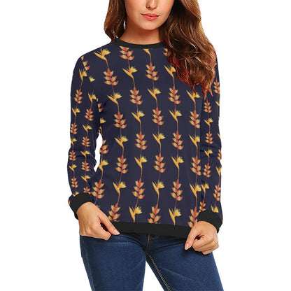 Heliconia Pattern Print Design HL06 Women Long Sleeve Sweatshirt-JorJune
