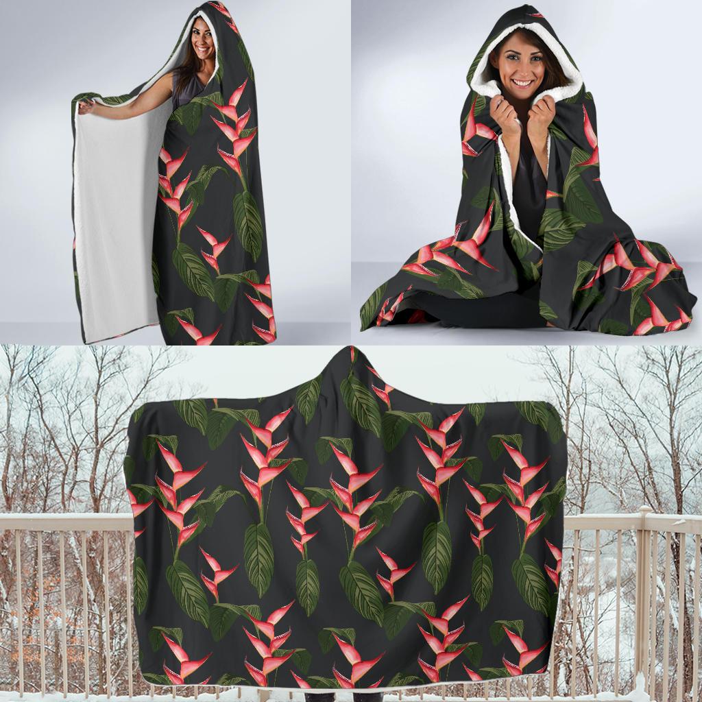 Heliconia Pattern Print Design HL07 Hooded Blanket-JORJUNE.COM