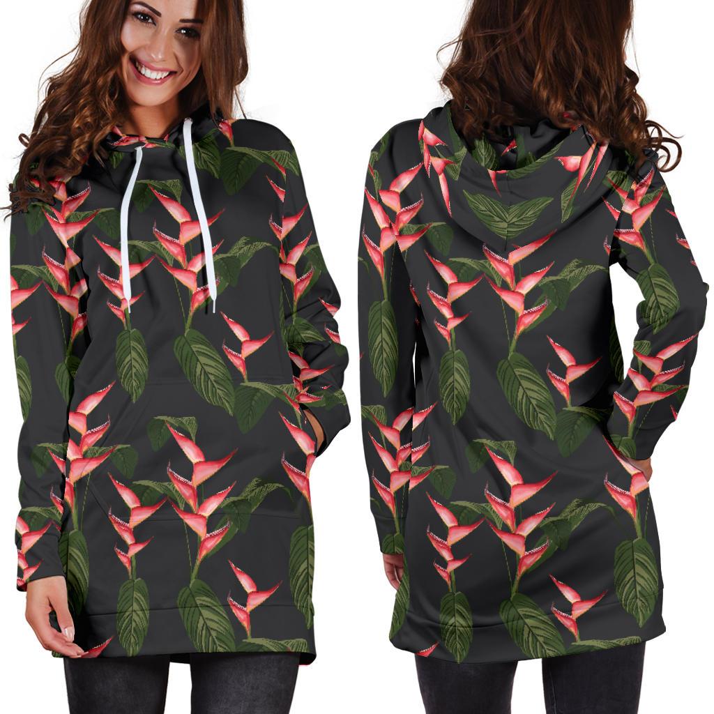 Heliconia Pattern Print Design HL07 Women Hoodie Dress