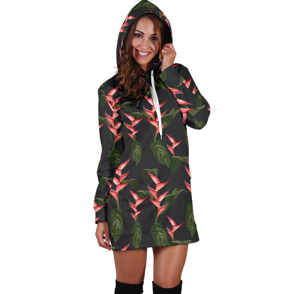 Heliconia Pattern Print Design HL07 Women Hoodie Dress