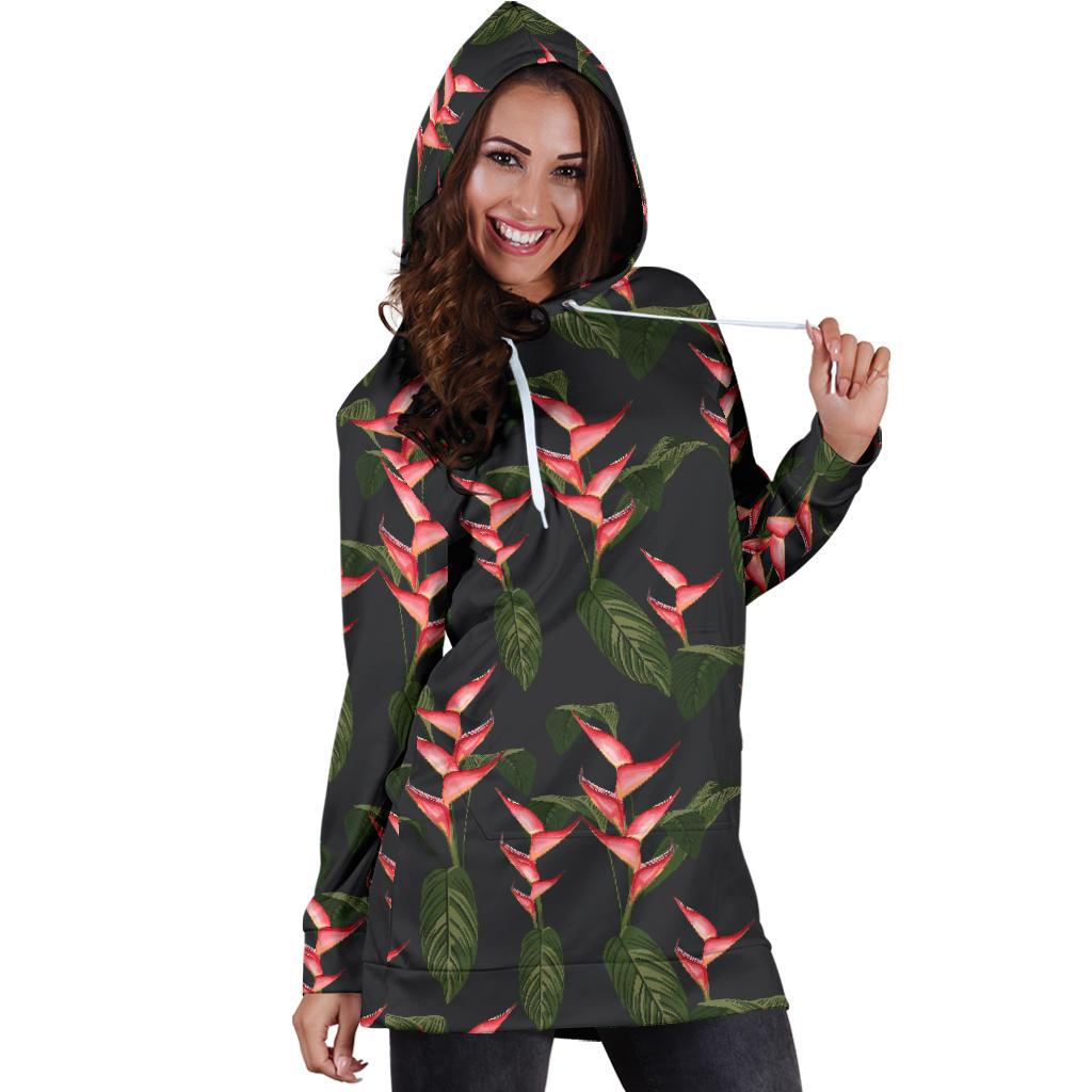 Heliconia Pattern Print Design HL07 Women Hoodie Dress