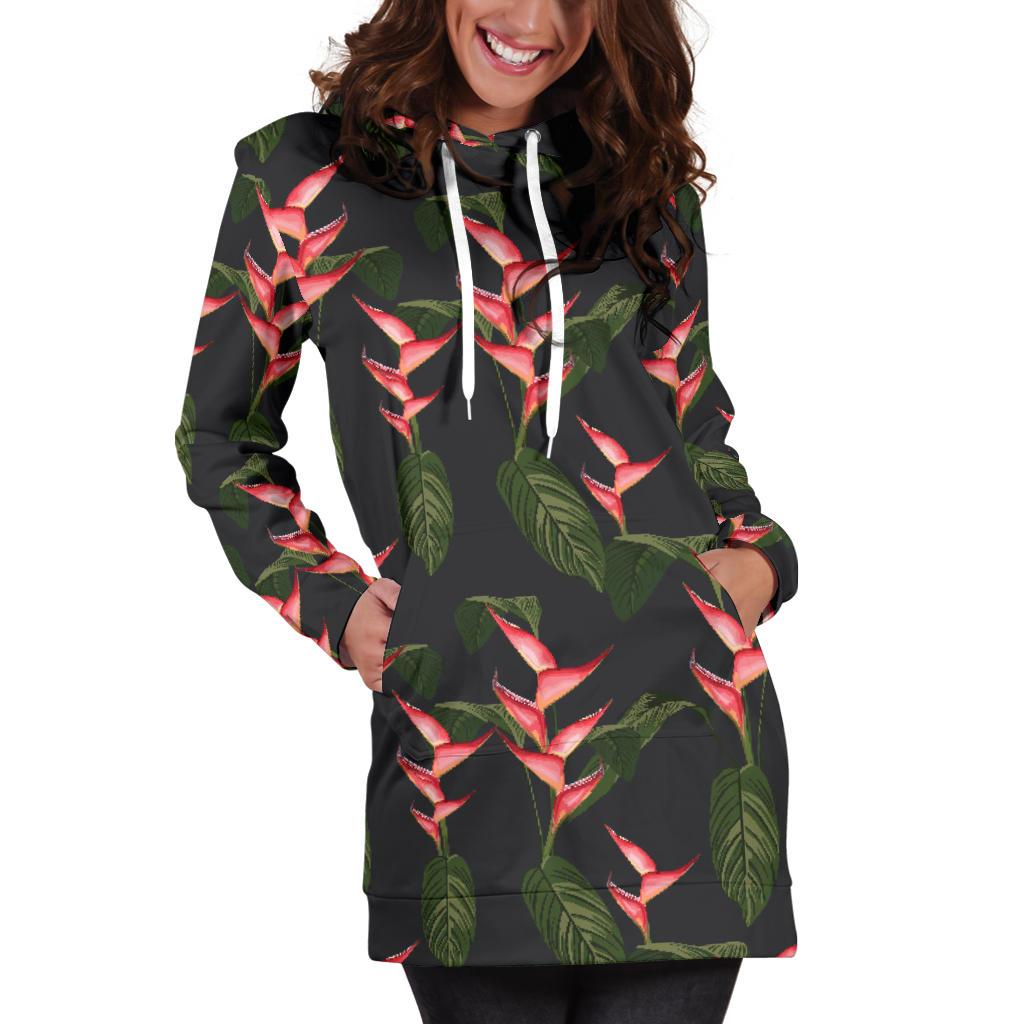Heliconia Pattern Print Design HL07 Women Hoodie Dress