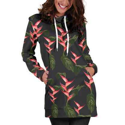 Heliconia Pattern Print Design HL07 Women Hoodie Dress