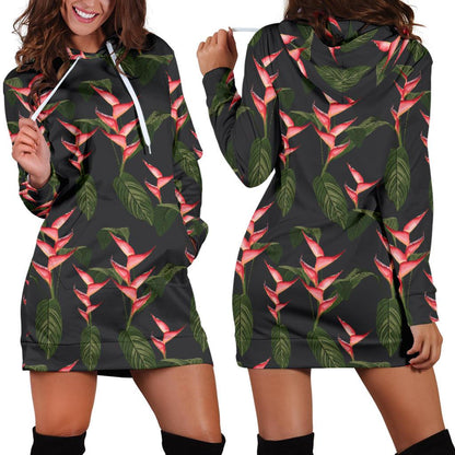 Heliconia Pattern Print Design HL07 Women Hoodie Dress