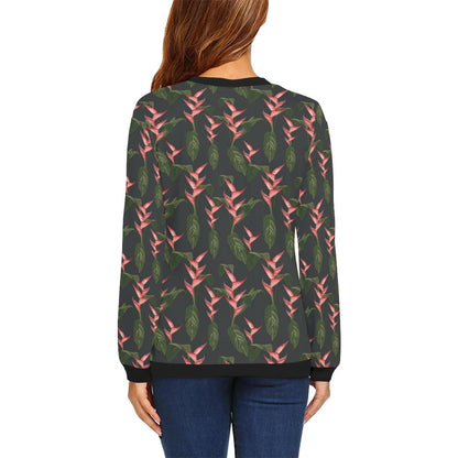 Heliconia Pattern Print Design HL07 Women Long Sleeve Sweatshirt-JorJune